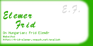 elemer frid business card